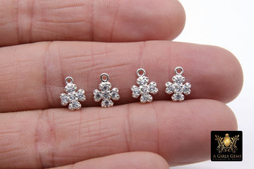 CZ Silver Maltese Cross Charms, 10 mm Silver 925 Sterling Clover #752, Cross Jewelry